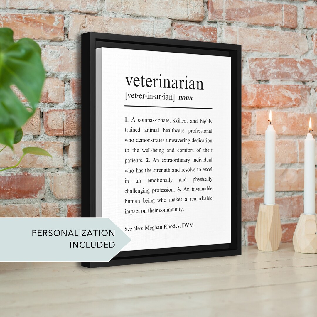 Veterinarian Definition Wall Art, Personalized Veterinarian Gift