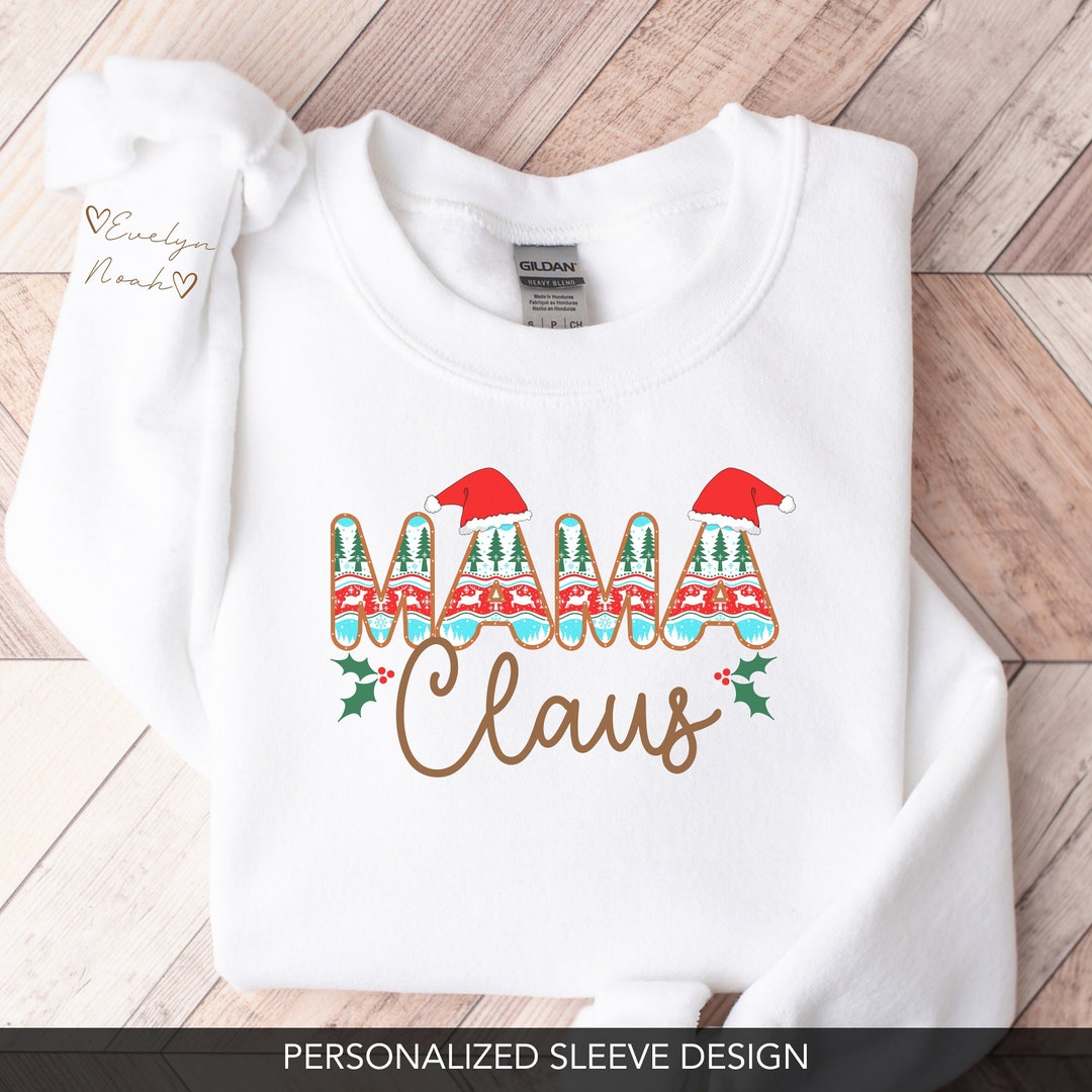 Santa Hats Elk Claus Custom Mom Christmas Sweatshirt