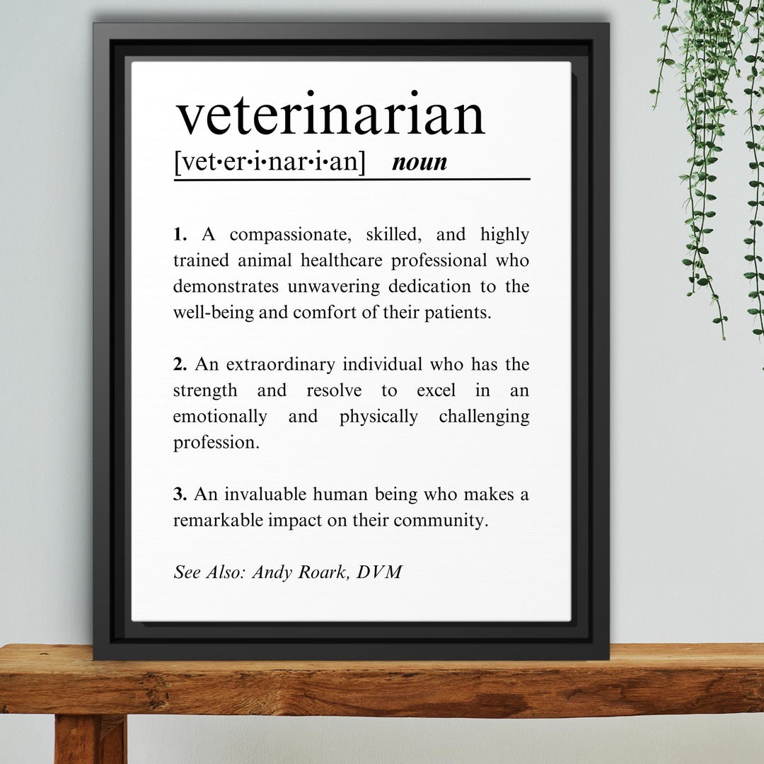 Veterinarian Definition Wall Art, Personalized Veterinarian Gift