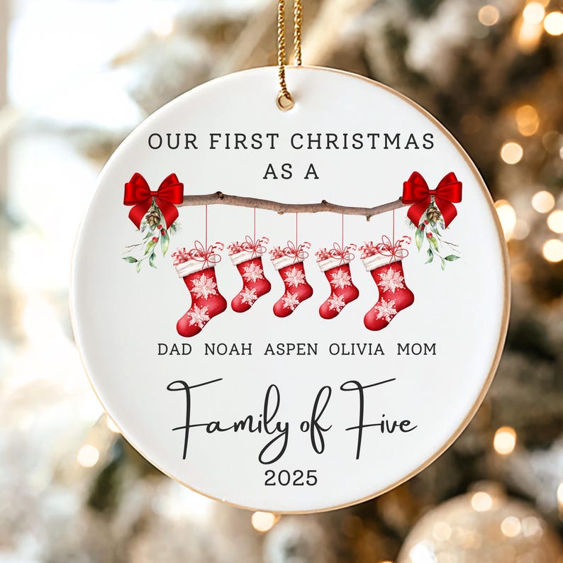 Family of 5 Ornament: First Christmas as a Family of Five; Personalized ...