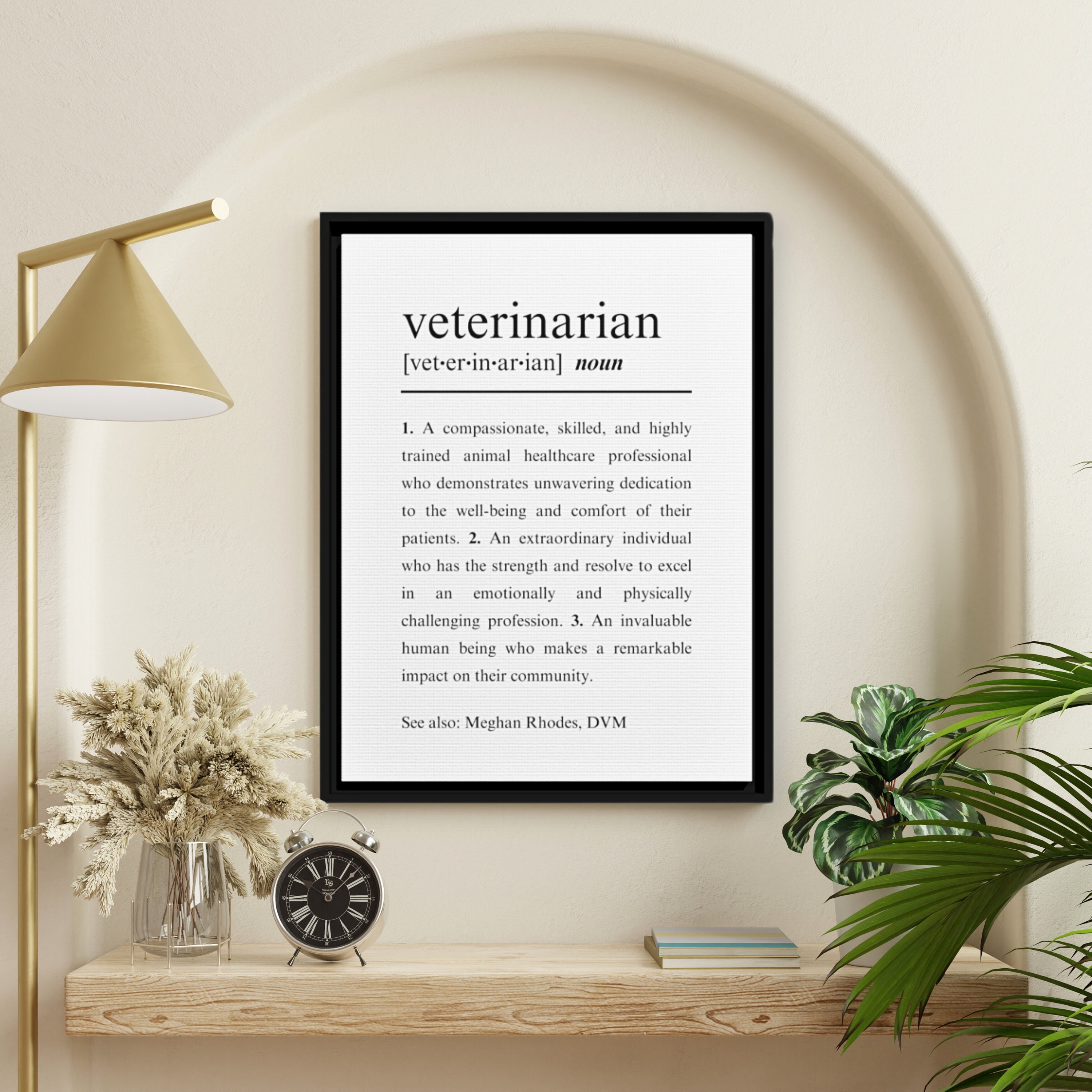 Veterinarian Definition Wall Art, Personalized Veterinarian Gift
