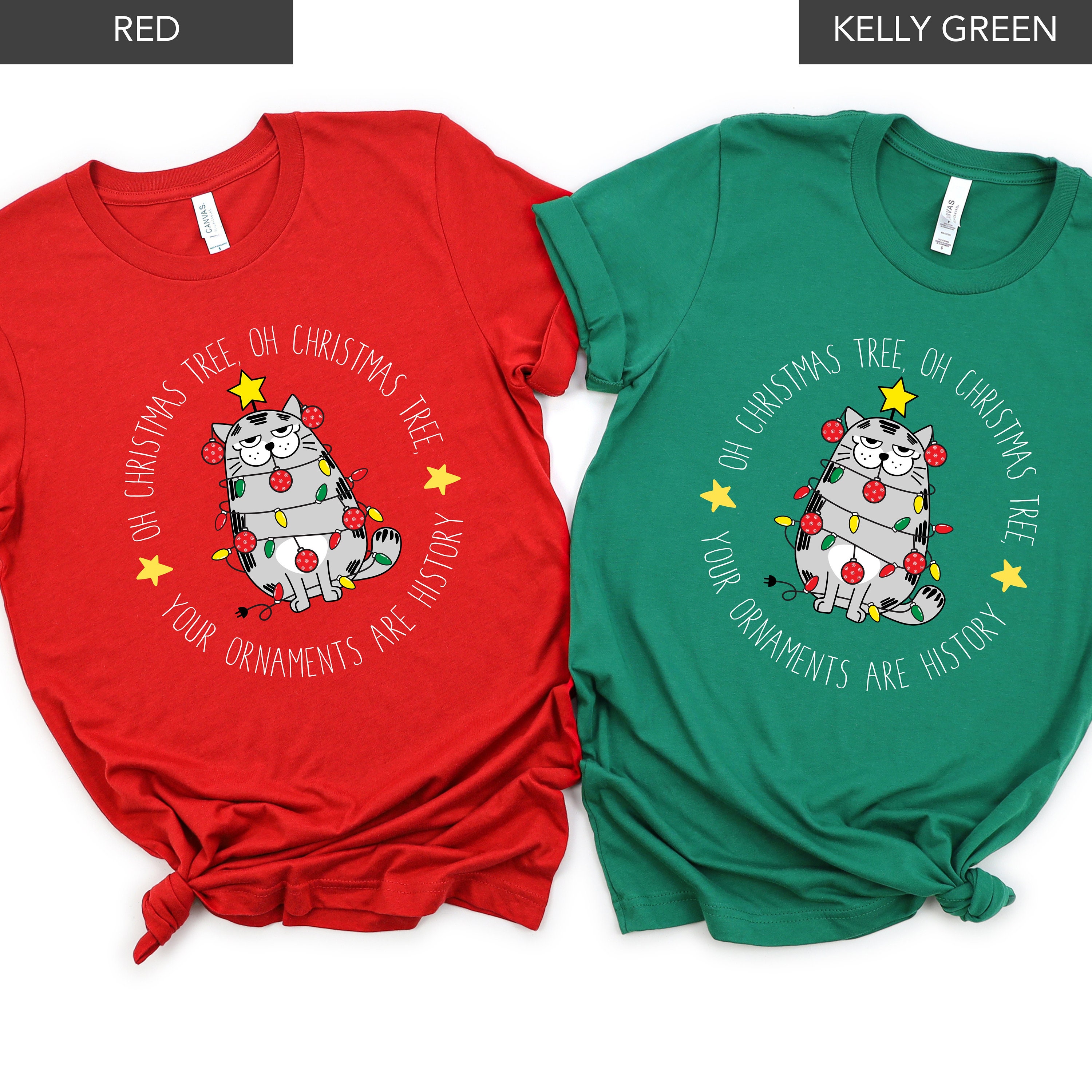 Christmas Cat Shirt, Womens Christmas Tees, Cat Mom Shirt, Funny Cat