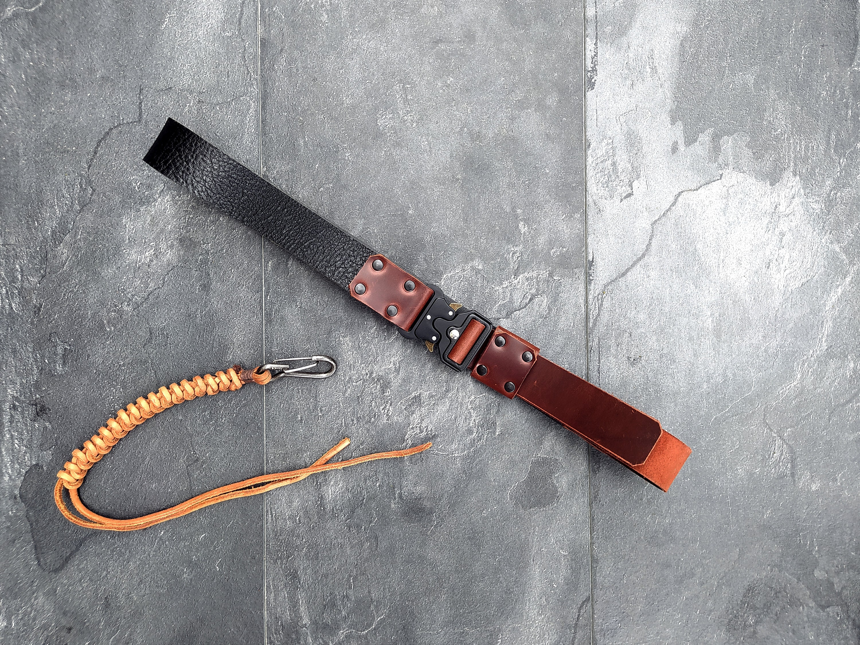 Premium Leather Tactical Belt with Heavy-Duty Metal Clips - Durable, Practical, and Stylish, tactical belt, Brown belt, adjustable belt
