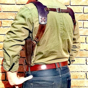 Tanned Leather Shoulder Holster & Magazine Pouch Fits Colt Springfield Ruger RIA Remington ATI Model 1911 image 5