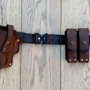 Tanned Leather Shoulder Holster & Magazine Pouch Fits Colt Springfield Ruger RIA Remington ATI Model 1911 image 7