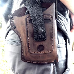 Luxuriöse Leder iPhone Gürteltasche, Handgefertigte Leder iPhone Holster für Stil und Schutz, Ledergürtel Holster, Gürtel taktische Hülle