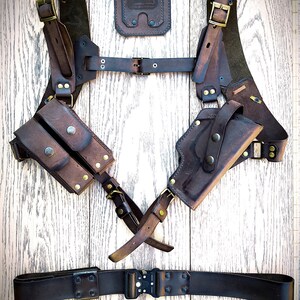 Tanned Leather Shoulder Holster & Magazine Pouch Fits Colt Springfield Ruger RIA Remington ATI Model 1911 image 10