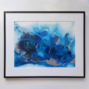 ACRYLIC PAINTING, Clouds and Sea, Original Art Work, Abstract Painting, Handmade Framed Wall Art Painting