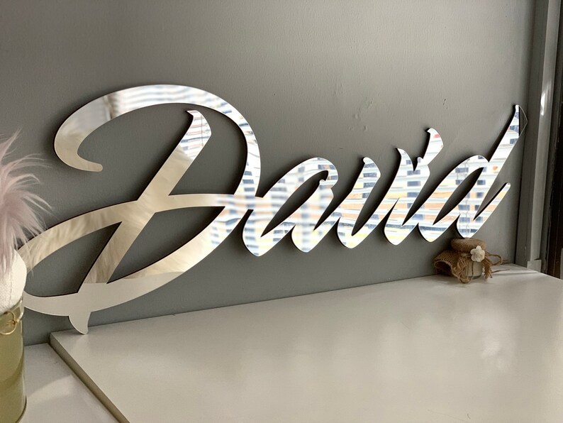 Large Acrylic Mirror Personalized Laser Cut Name Wall Etsy