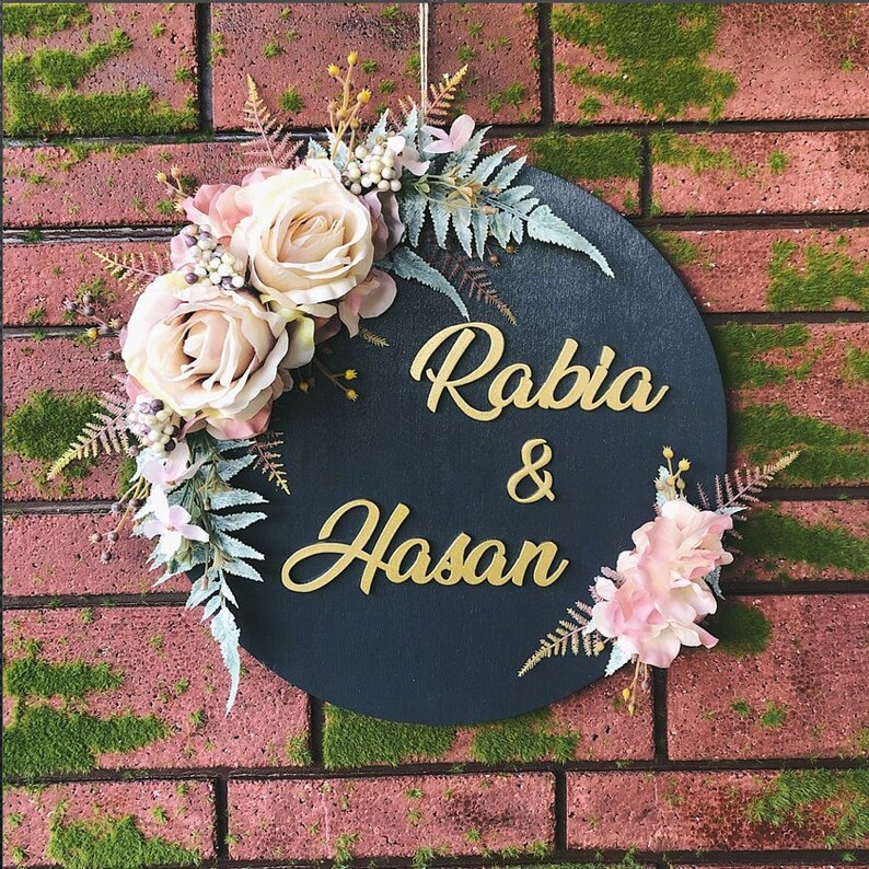 Floral Door Hanger Custom Door Sign Custom Wall Hanger Etsy