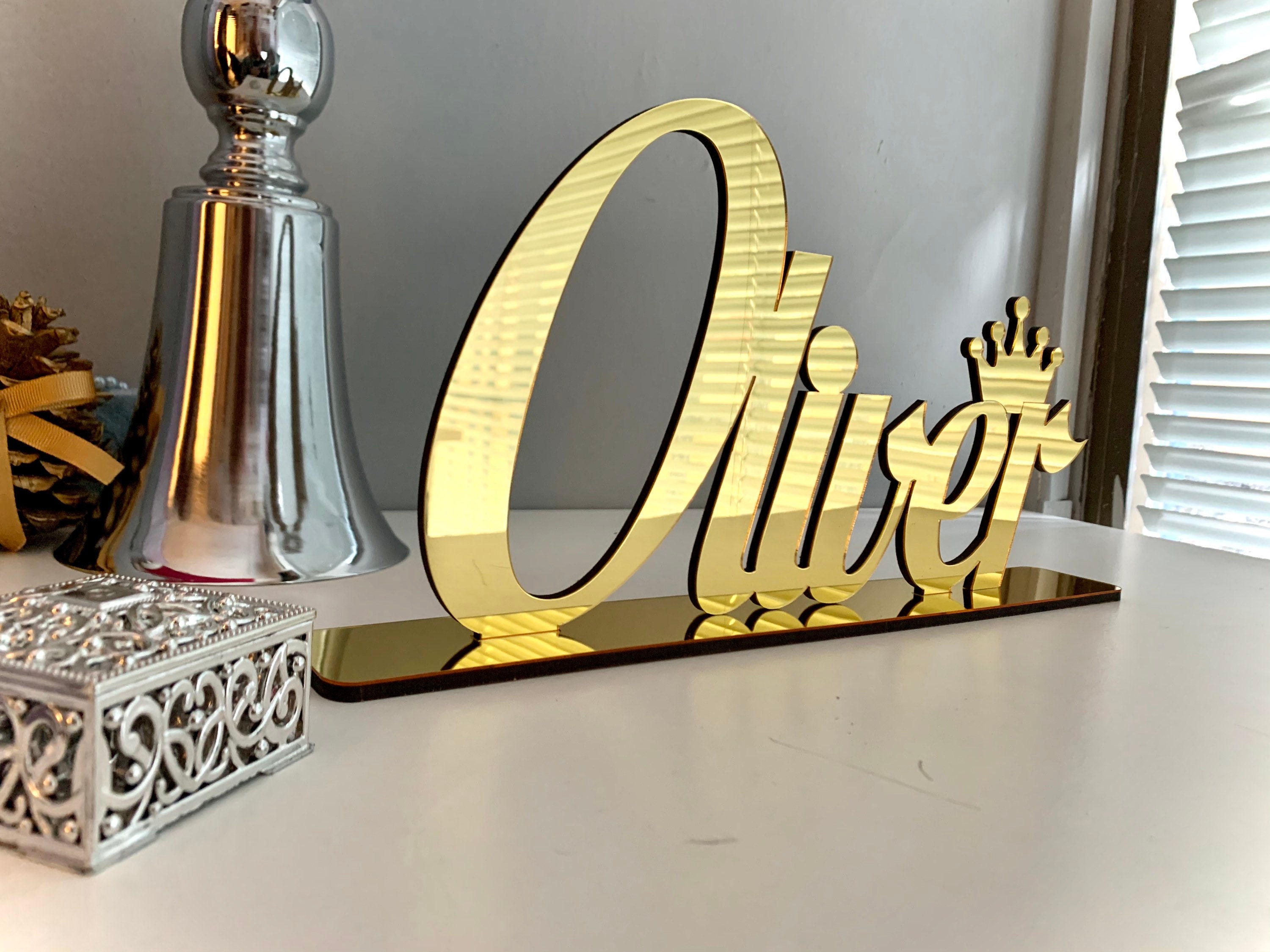 Personalized Table Decor Custom Name Sign Mirror Name Plate Etsy