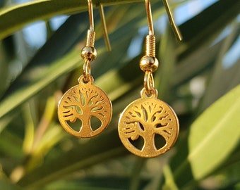 Yggdrasil golden steel earrings