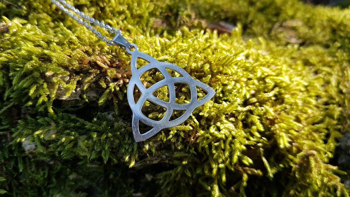 Collar Triquetra De Oro De 14 K, Colgante De Cuerda Celta De