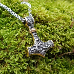 Hammer von Thor golden / Thor Hammer Golden / Edelstahl 100 % / Wikinger Halskette / Gott Thor Anhänger / goldener Mjolnir / nordischer Heide