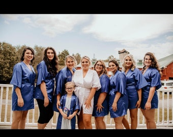 Szlafrok z jedwabnej koronki, Szlafroki dla druhen, Szlafrok dla panny młodej, Szlafroki dla druhen, Prezenty dla druhen, Szlafrok satynowy, Prezent dla druhen, Satynowe szlafroki kimonowe