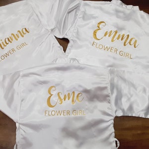 Bridesmaid Robes, Bridal Party Robes, White Robe, Getting Ready robes, Satin Robes, Wedding Gifts, Personalized Robes