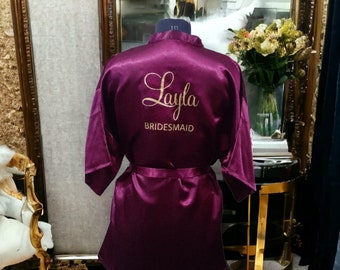 Personalized Bridesmaid Robes,Bridesmaids party,Silky Robes, Wedding Bridesmaids Robes,Satin Robes,Sleepover Party Robes,Maid Of honor Robes