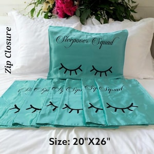 Slumber Party Pillow cases,Sleepover Party Pillow case,Bridesmaid Gifts,Gifts for Bridesmaid Proposal Box,Cheer Team Pilow cases,Satin cases