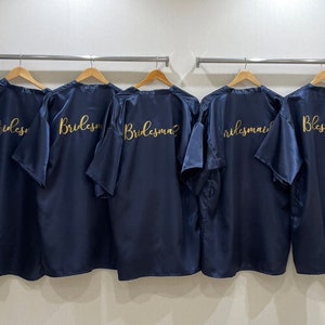 Bridesmaid Robes,Bridal Party Robe,Getting Ready robes,Satin Robes,Wedding Gifts, Personalized Robes,Navy blue color robes,Dark blue Robes