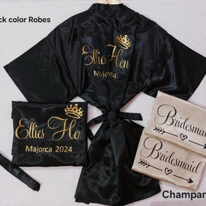 Batas de dama de honor, batas para fiesta nupcial, batas de satén, batas para el grupo de cumpleaños, batas de satén sedoso, regalos de boda, batas personalizadas, batas para eventos, kimonos