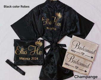 Bridesmaid Robes,Bridal Party Robes,Satin Robes,Birthday Squad Robes,Silky Satin Robes,Wedding Gifts,Personalised Robes,Event Robes,Kimonos