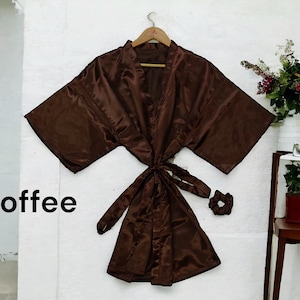 Bridesmaid Robes,Bridal Party Robes,Coffee Color Robes,Getting Ready robes,Satin Robes,Wedding Gifts,Customised Robes,Kimonos,Silky Robes