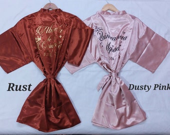 Birthday Party Robes,Mis Quince Anos Robes,Pretty Quinceanera Robes,Mis Quince,Robes for Mama de Quince,Quinceanera Gifts,Satin Quince Robes