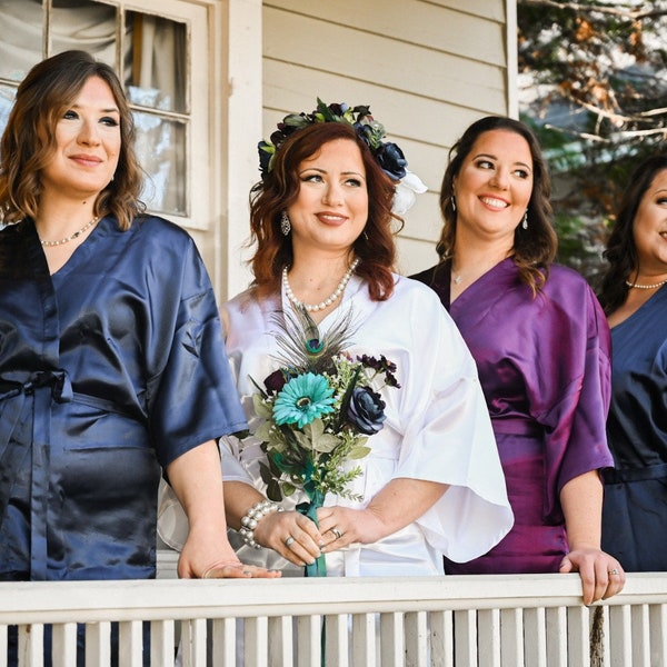 Bridesmaid Robes, Bridal Party Robes, Royal Blue Robe, Getting Ready robes, Satin Robes, Wedding Gifts, Personalized Robes