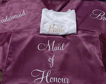 Bridesmaid Robes, Bridal Party Robes, Mauve Color Robes, Getting Ready robes, Satin Robes, Wedding Gifts, Personalized Robes