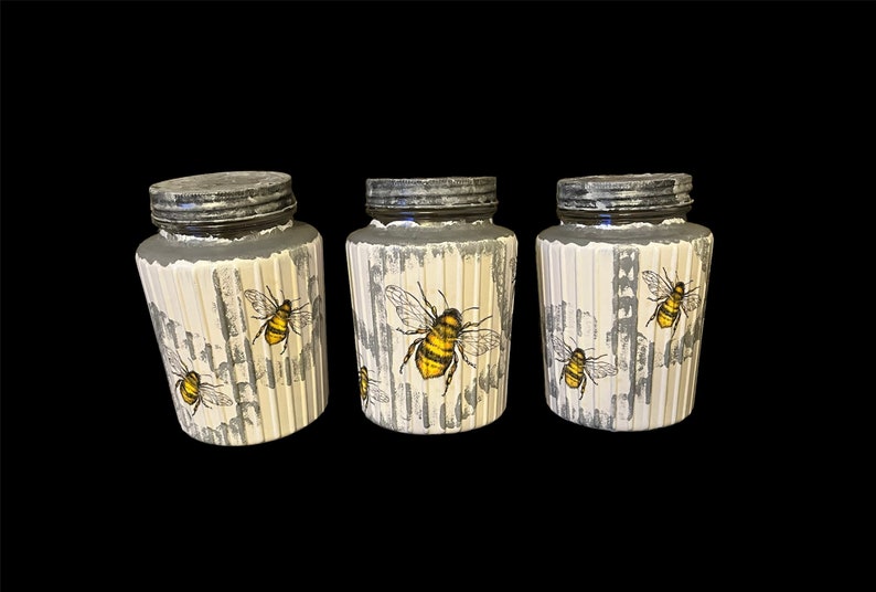 Tea Coffee Sugar Canisters Bee Canister Set Bee Canisters Etsy UK