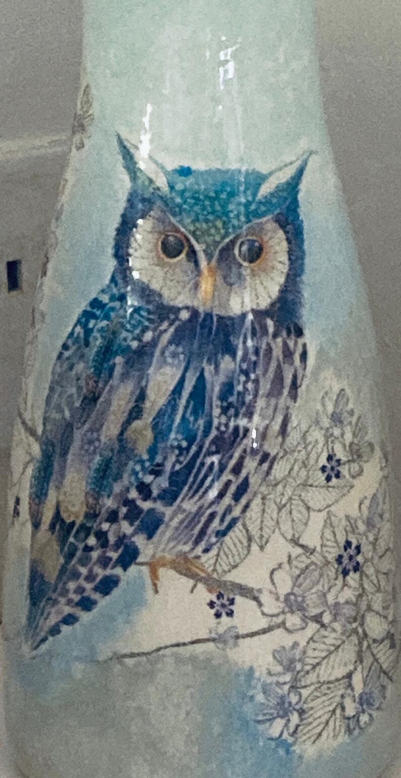 Large Glass Vase With Owl Design Etsy UK