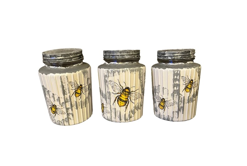 Tea Coffee Sugar Canisters Bee Canister Set Bee Canisters Etsy UK