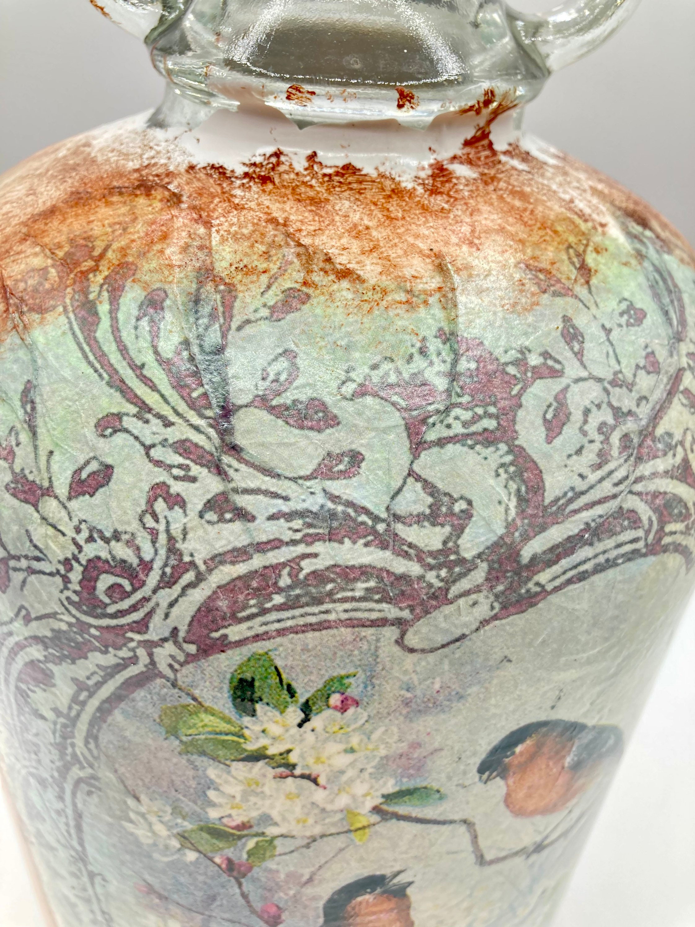 Demijohn Vase With Vintage Bird Design Decorative Demijohn Etsy UK