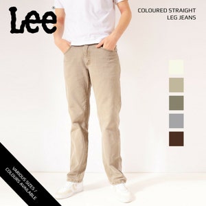 Vintage LEE Coloured Straight Leg Regular Fit Jeans Cream Various Sizes