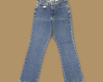 Calça jeans vintage Reflect Jeans modelo boyfriend de perna larga, azul médio, tamanho W28 L30 (EUA)