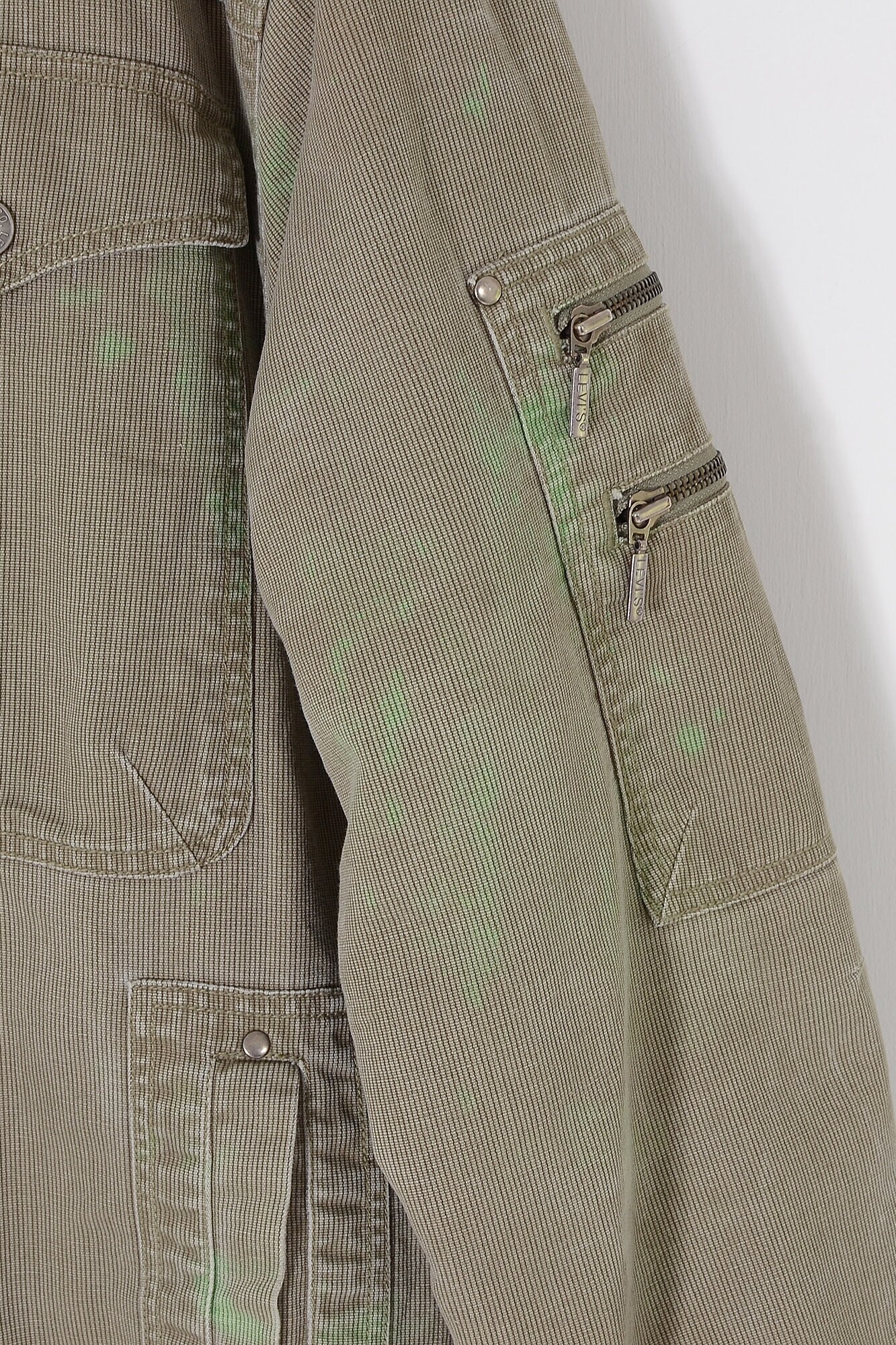 Lined Corduroy Jacket Khaki Green Large 