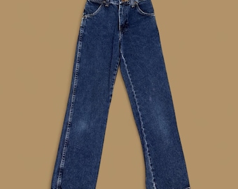 Vintage Wrangler High Waist Bootcut Jeans Dark Blue W22 L27