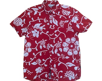 Vintage WESC Hawaii Kurzarm Hemd Rot Medium