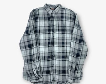 Vintage Checked Flannel Shirt Grey Large