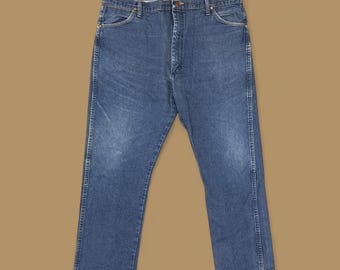 Vaqueros vintage Wrangler USA de pierna recta, azul oscuro, talla 42, talla 30