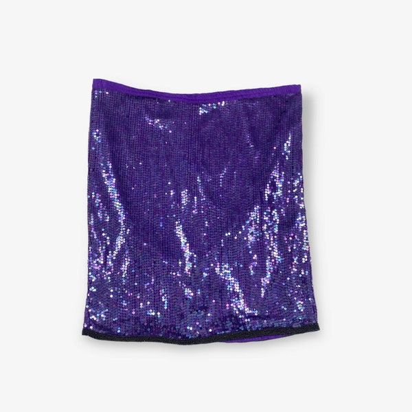Vintage Sequin Mini Skirt Purple W48