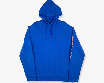 Vintage UMBRO Friluftscamp Graphic Hoodie Royal Blue XL