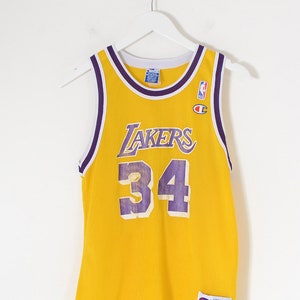 Vintage CHAMPION NBA Los Angeles Lakers O'Neal Basketball Jersey Yellow Large image 1