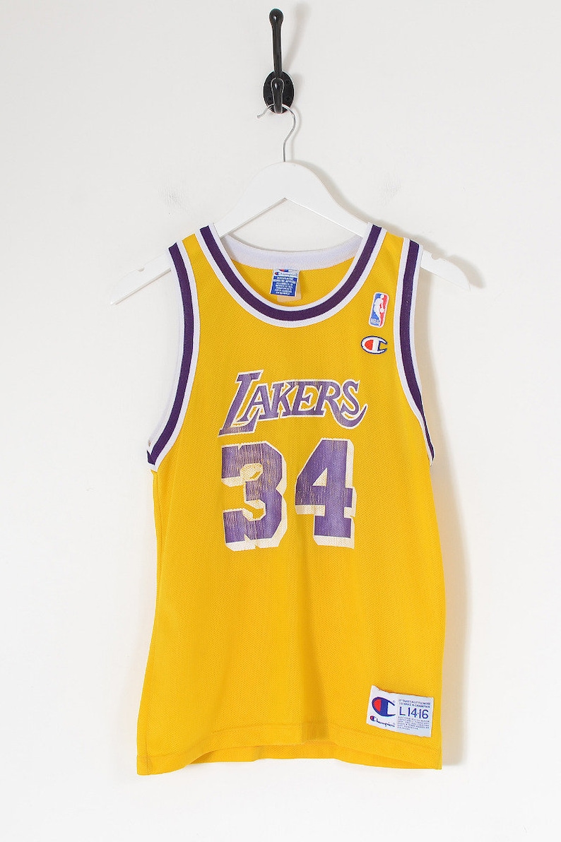 Vintage CHAMPION NBA Los Angeles Lakers O'Neal Basketball Jersey Yellow Large image 1