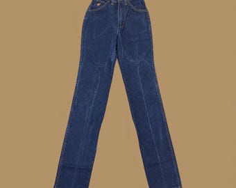 Vintage 80s Wrangler Straight Leg Petite Jeans Dark Blue W22 L34