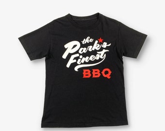 Vintage The Park's Finest BBQ Graphic T-Shirt Black Small