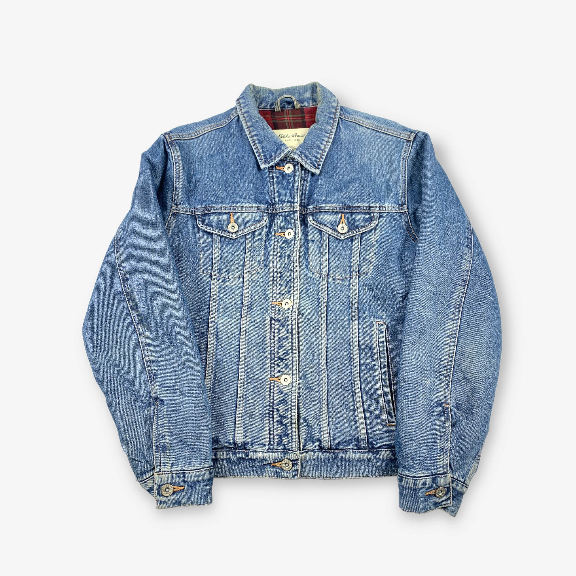 Vintage EDDIE BAUER Lined Denim Jacket Mid Blue Medium - Etsy