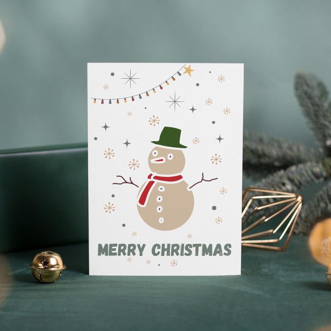 Simple Snowman Christmas Card: Printable A6 Card (digital Download, 2 ...
