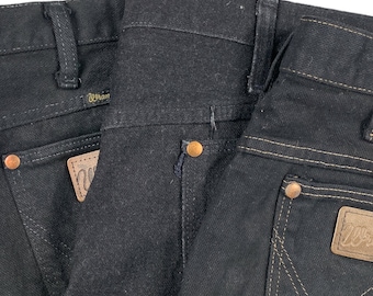 Vintage WRANGLER Jeans mit geradem Bein Schwarz Verschiedene Größen