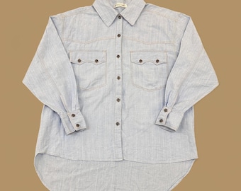Camisa vaquera vintage Jeffery Rogers Western de los años 80, azul claro, talla XL